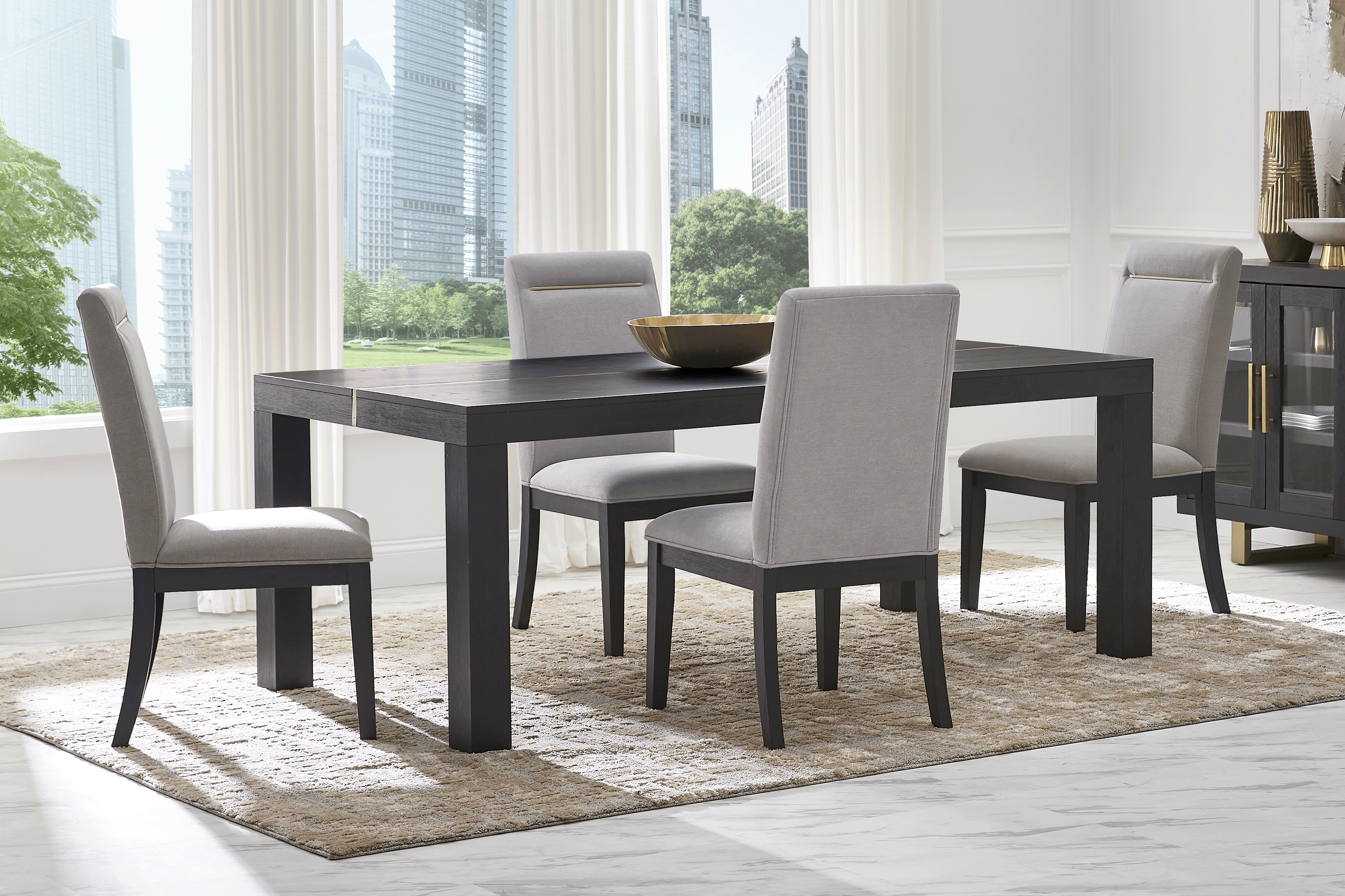 Montpelier Charcoal 5 Pc Dining Room with Gray Side Chairs - Thumbnail - Image 1