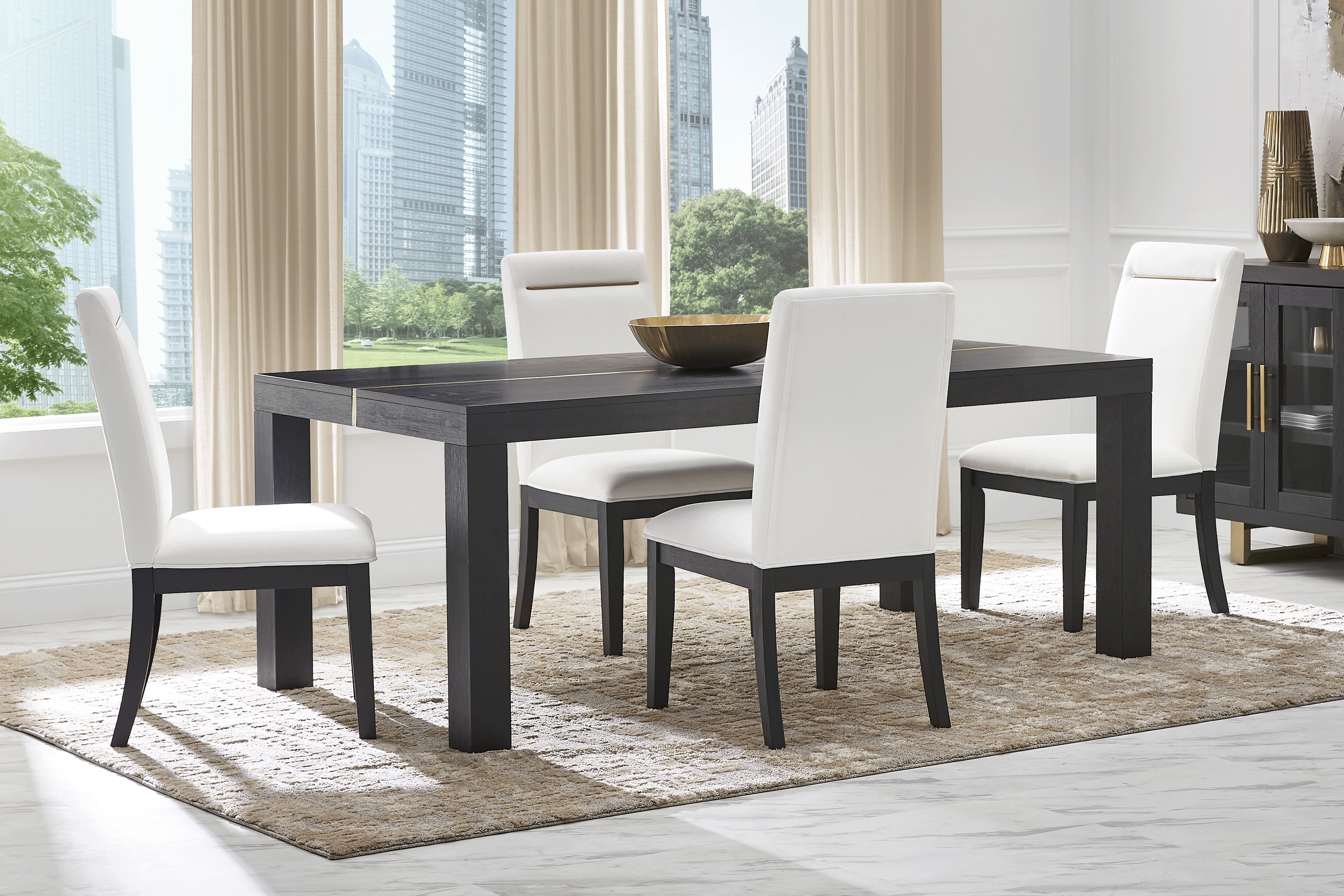 Montpelier Charcoal 5 Pc Dining Room with White Side Chairs - Thumbnail - Image 1