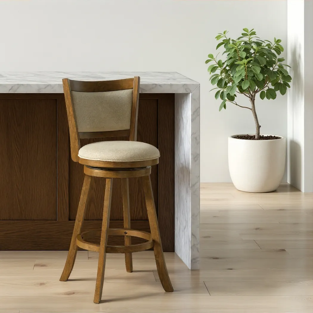 Moonworth Beige Swivel Barstool - Thumbnail - Image 2