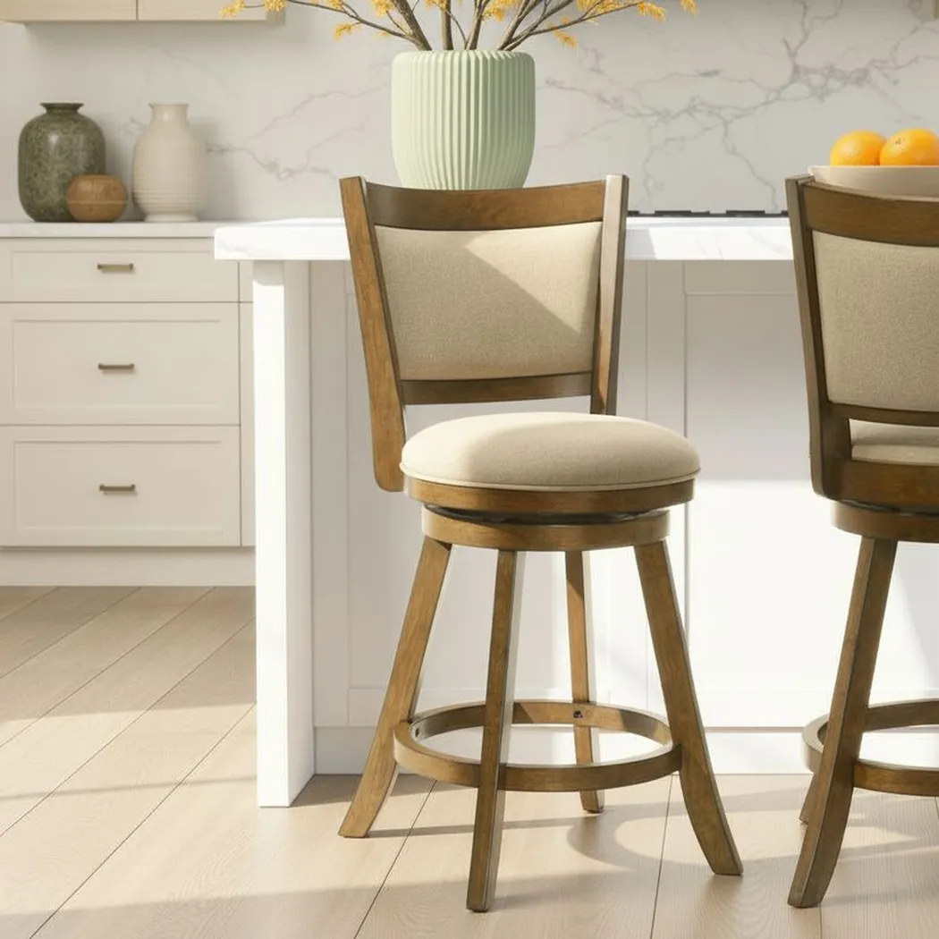 Moonworth Beige Swivel Counter Height Stool - Thumbnail - Image 2