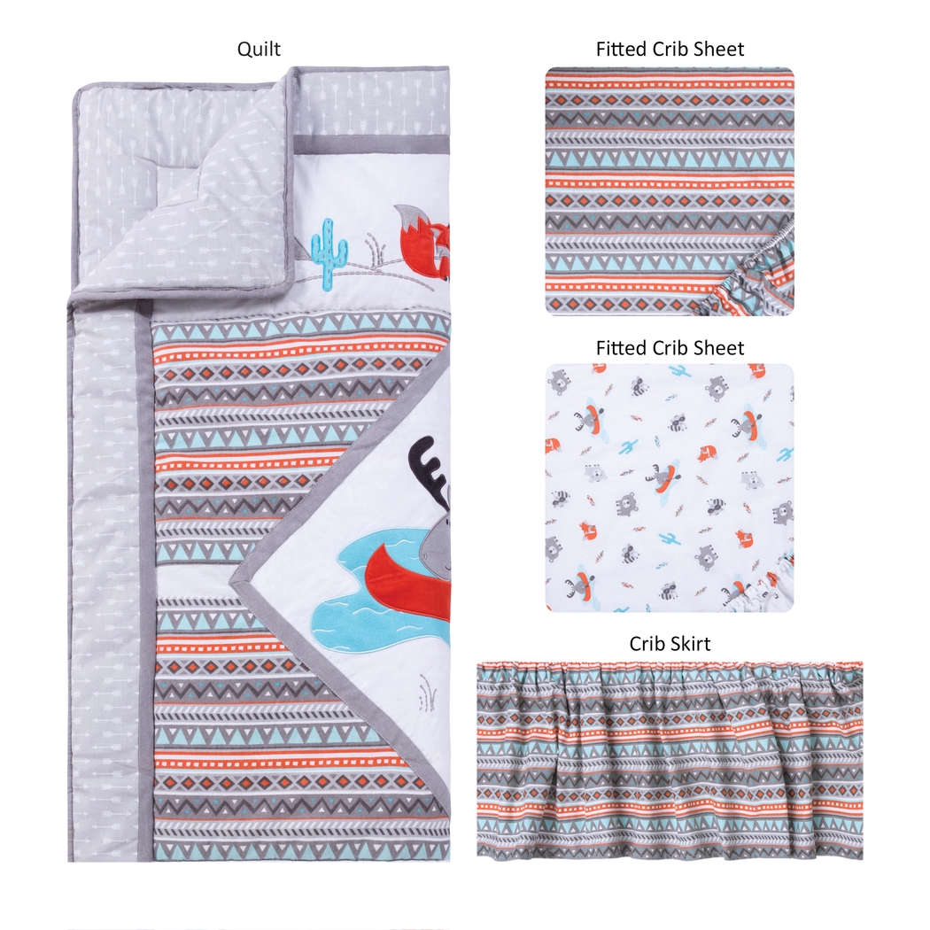Moose Canoeing Camp Gray 4 Pc Baby Bedding Set - Thumbnail - Image 2