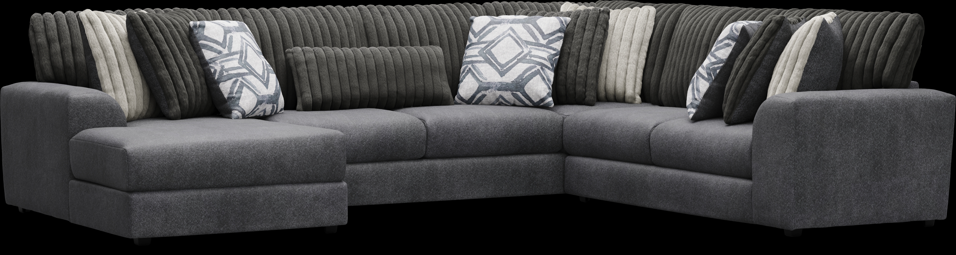 Moreau Street Black 3 Pc Sectional - Thumbnail - Image 1