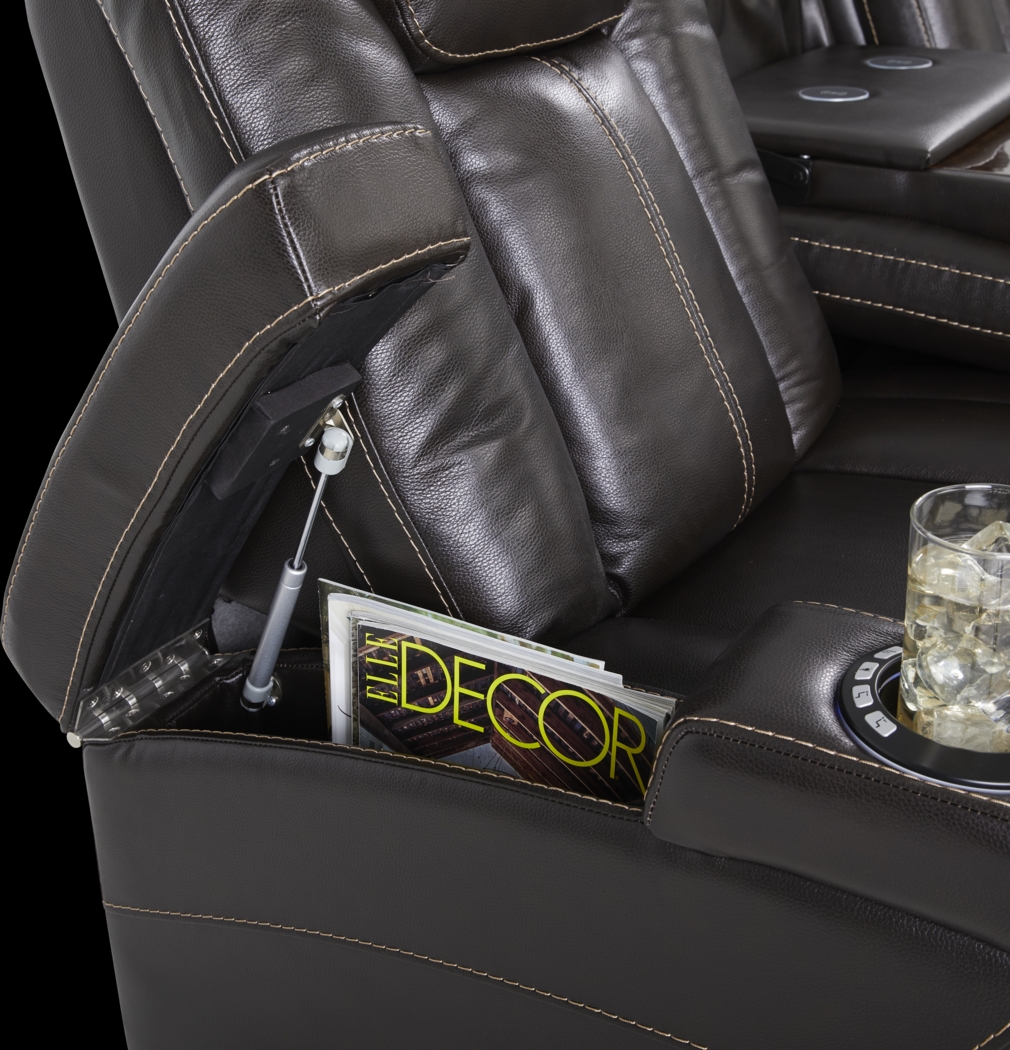 Moretti Brown Leather 7 Pc Dual Power Reclining Living Room - Thumbnail - Image 12