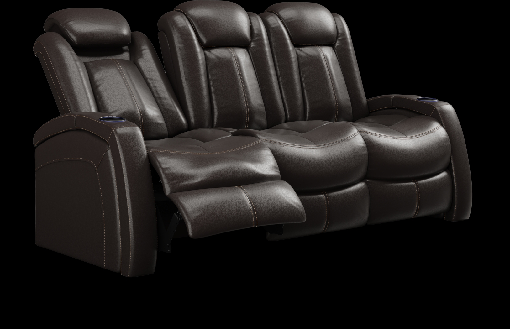 Moretti Brown Leather 8 Pc Living Room with Dual Power Reclining Sofa - Thumbnail - Image 6