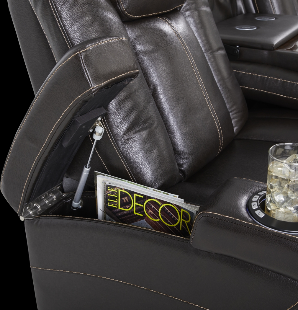 Moretti Brown Leather 8 Pc Living Room with Dual Power Reclining Sofa - Thumbnail - Image 7