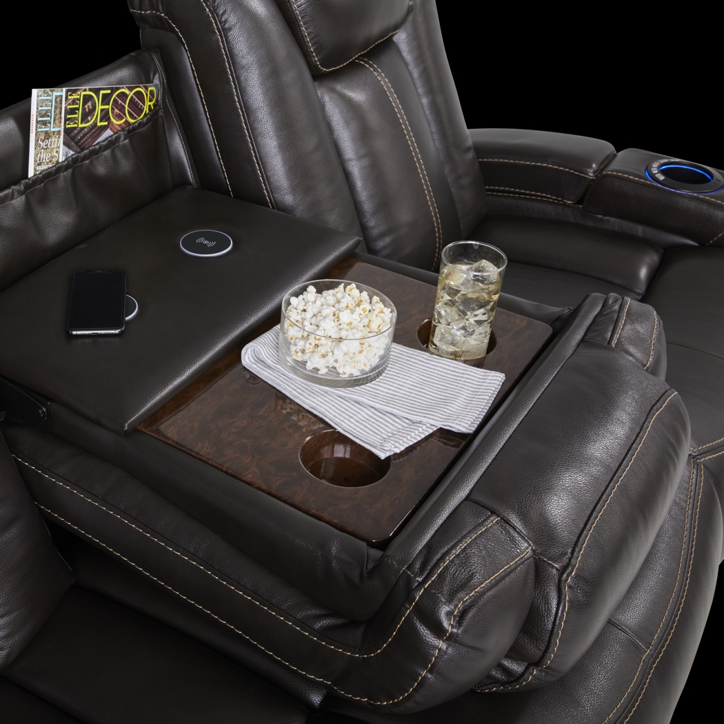 Moretti Brown Leather 8 Pc Living Room with Dual Power Reclining Sofa - Thumbnail - Image 8