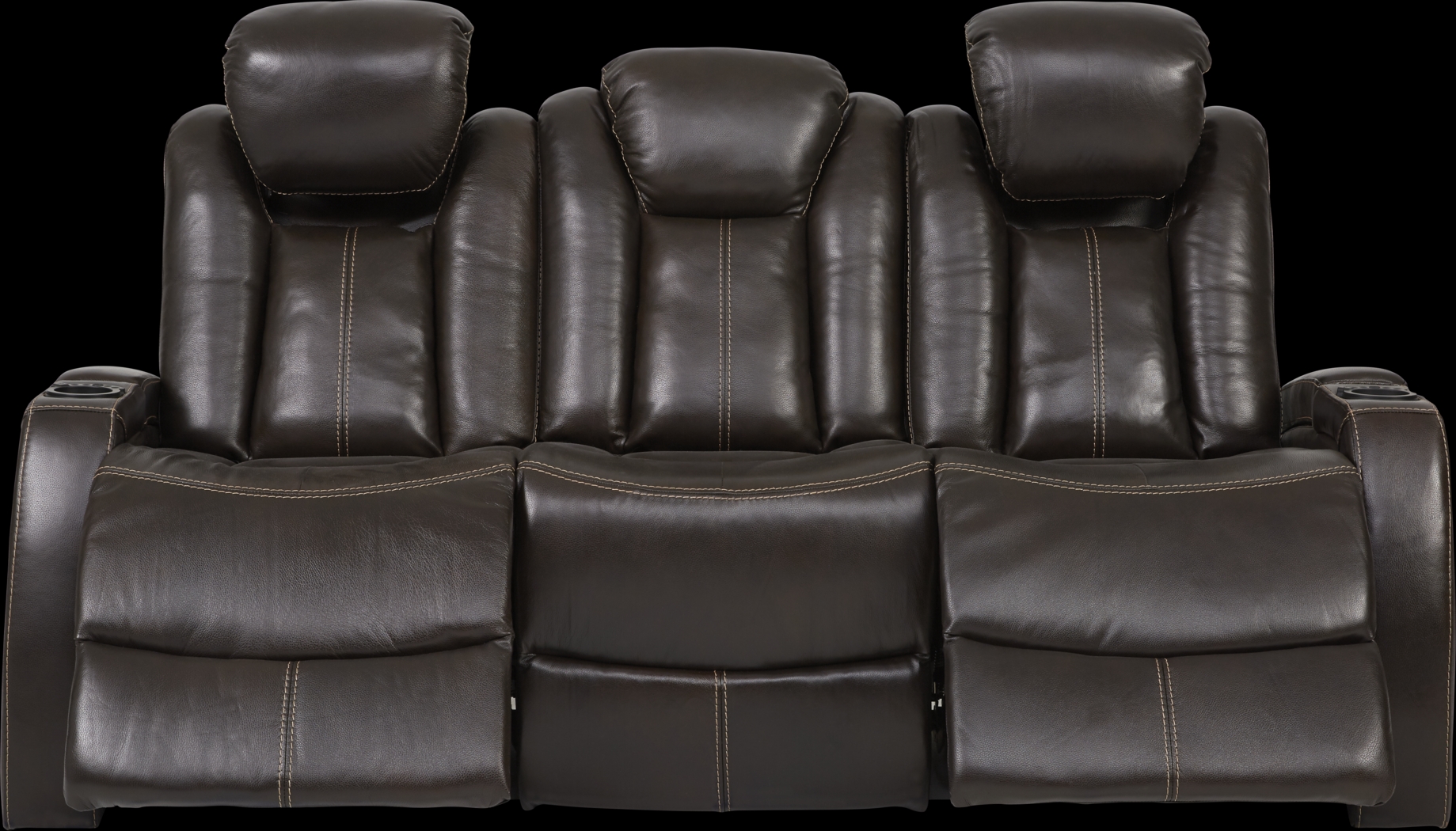Moretti Chocolate Leather Dual Power Reclining Sofa - Thumbnail - Image 2