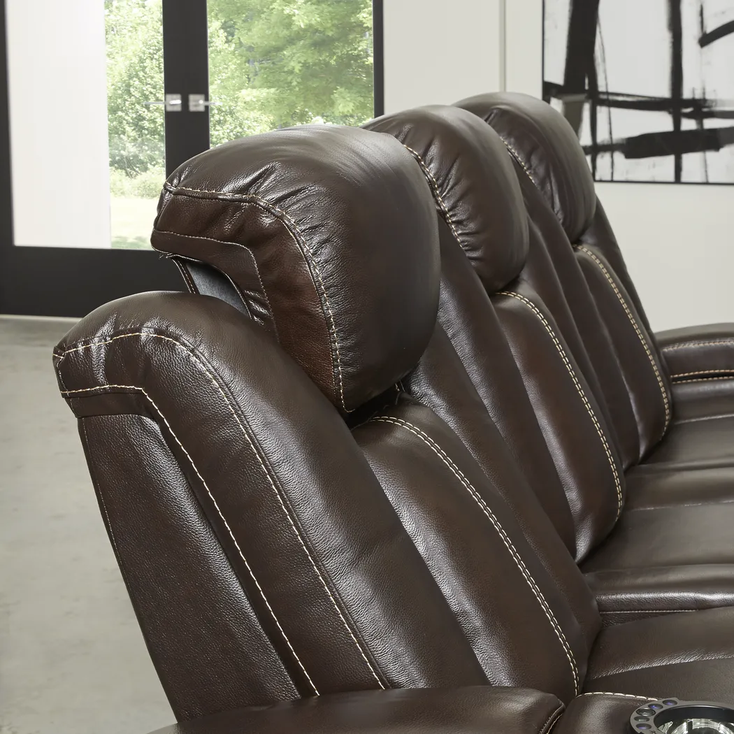 Moretti Chocolate Leather 7 Pc Living Room with Dual Power Reclining Sofa - Thumbnail - Image 6