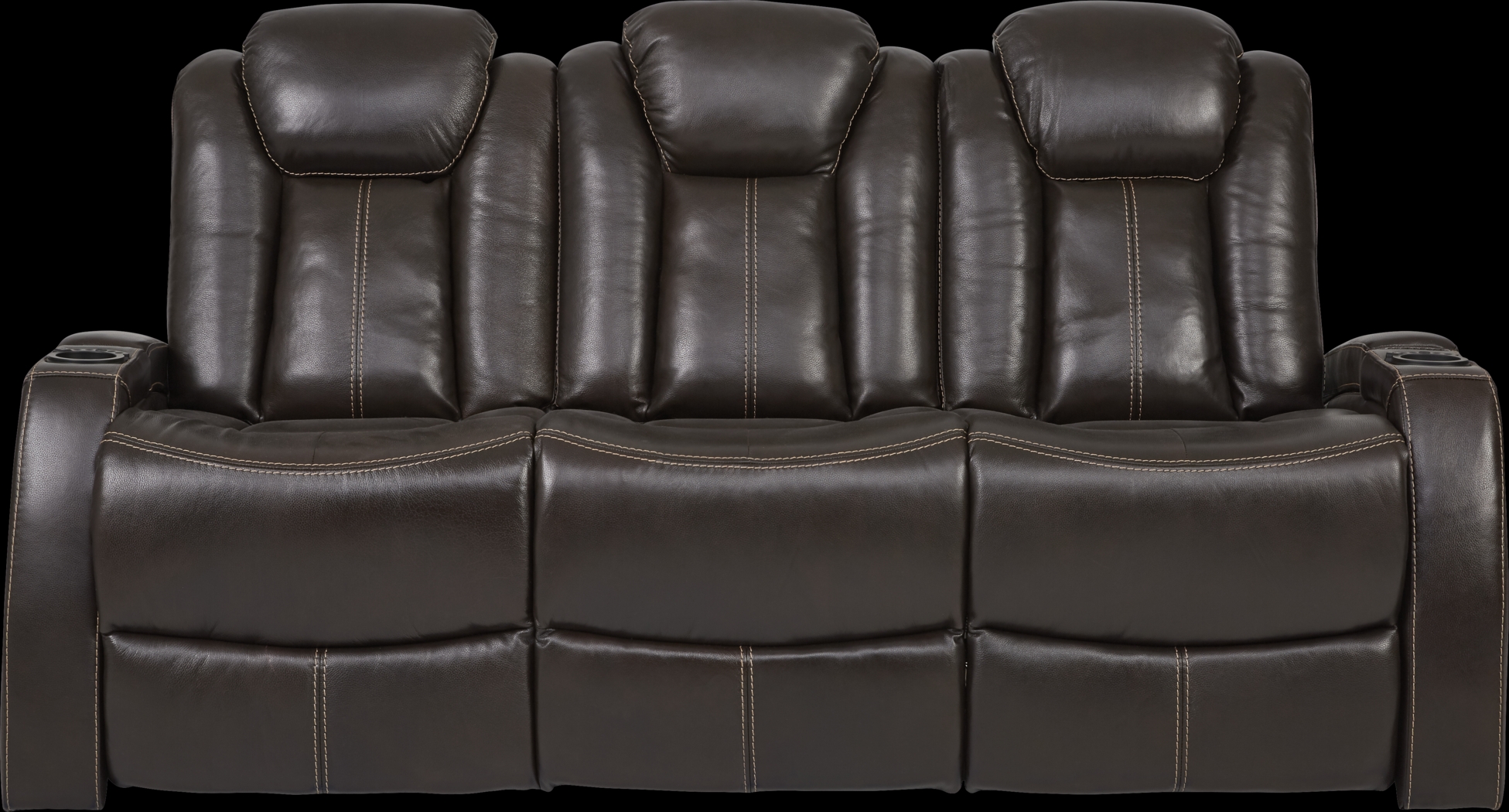 Moretti Chocolate Leather Dual Power Reclining Sofa - Thumbnail - Image 1