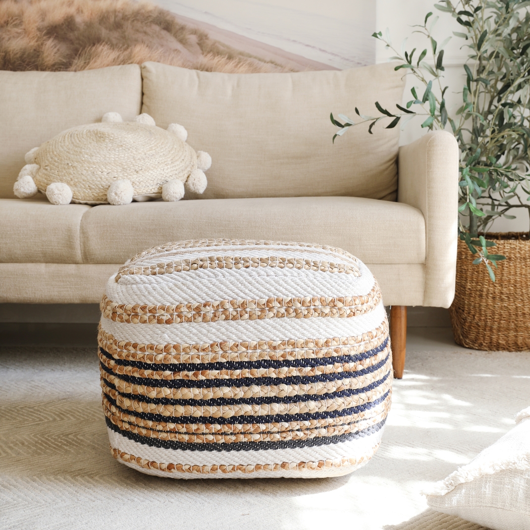 Moreze Black/Tan Pouf - Thumbnail - Image 2