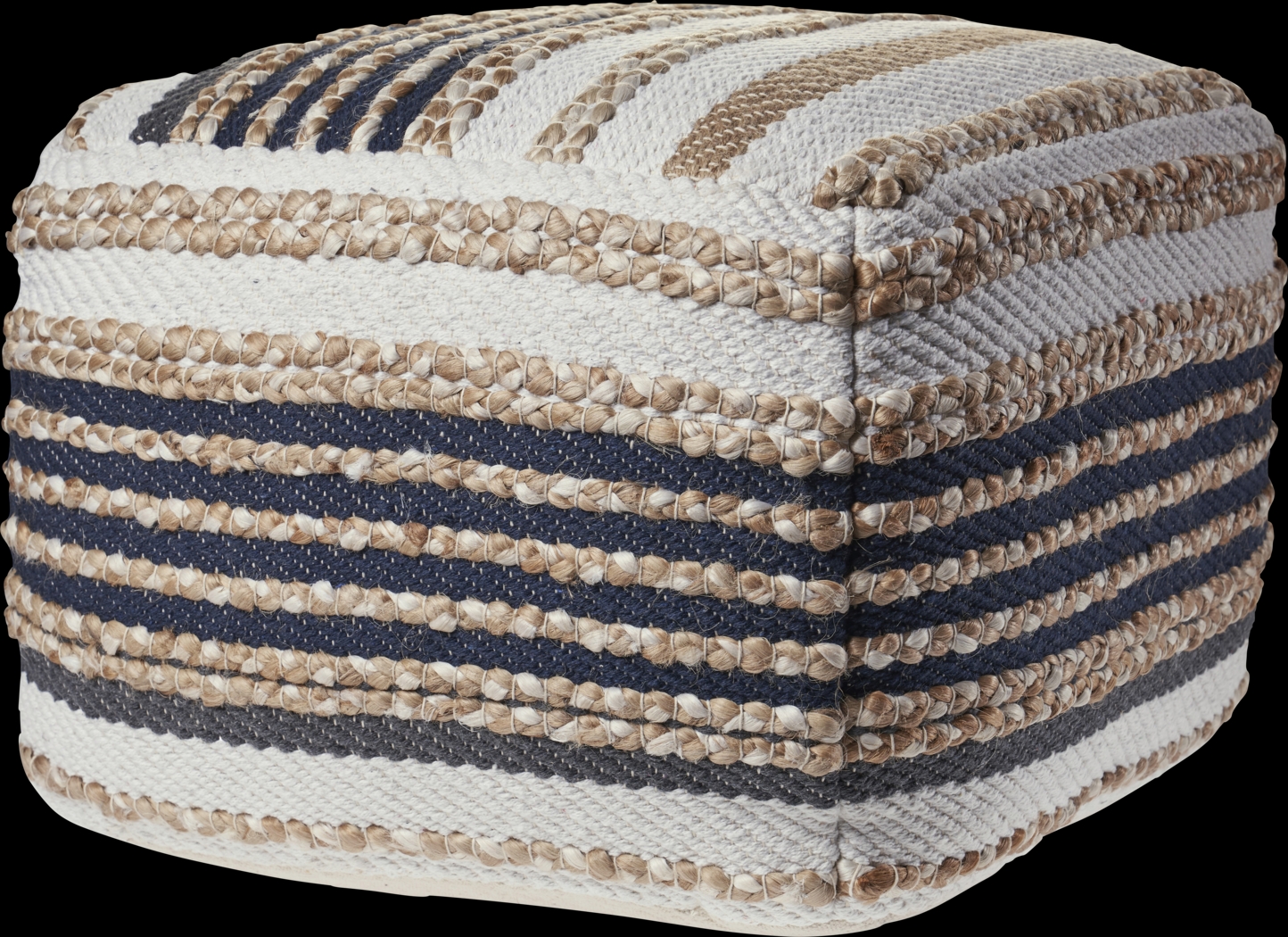 Moreze Black/Tan Pouf - Thumbnail - Image 1