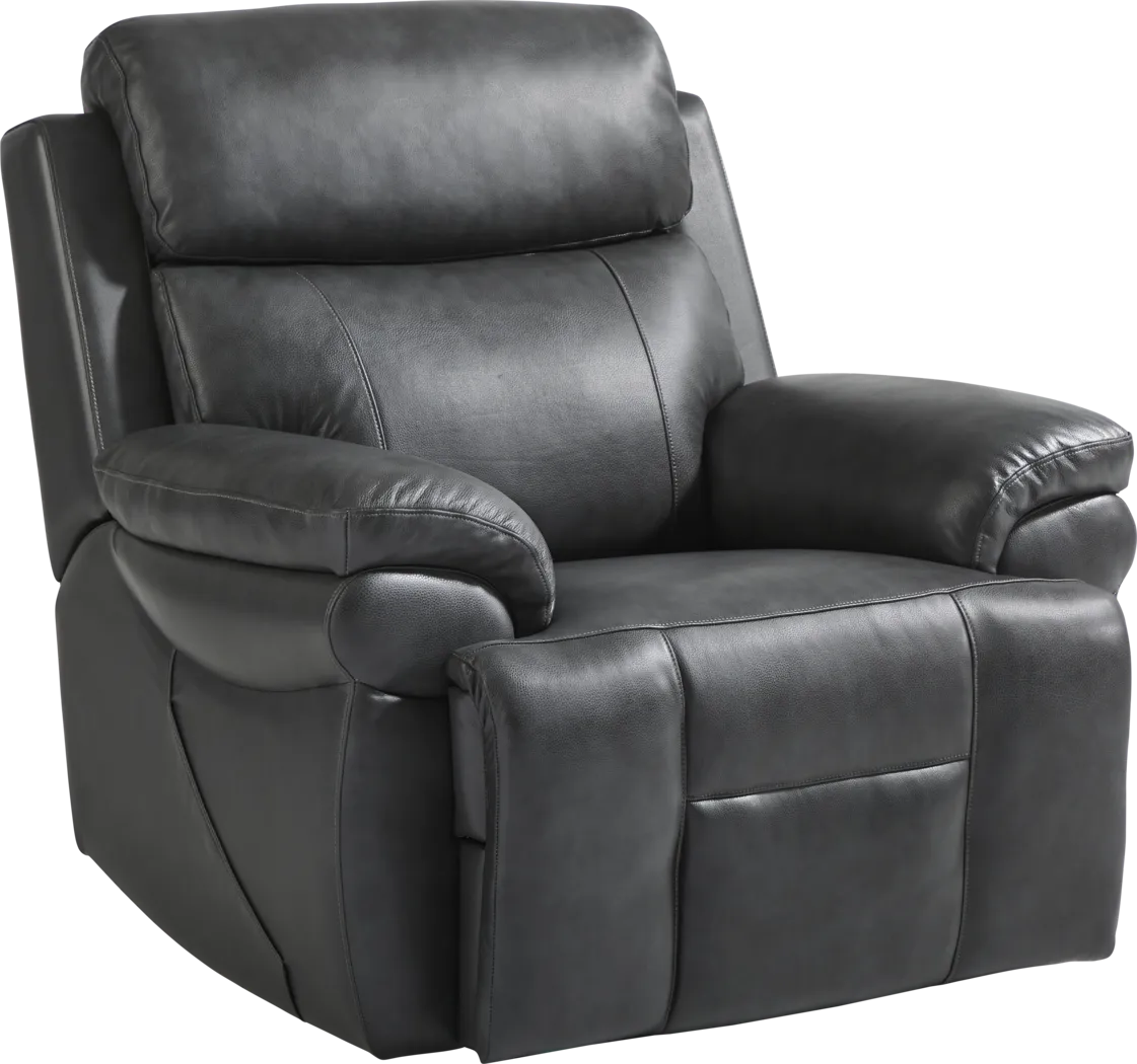 Morisano Gray Leather Triple Power Recliner with Air Massage - Thumbnail - Image 1