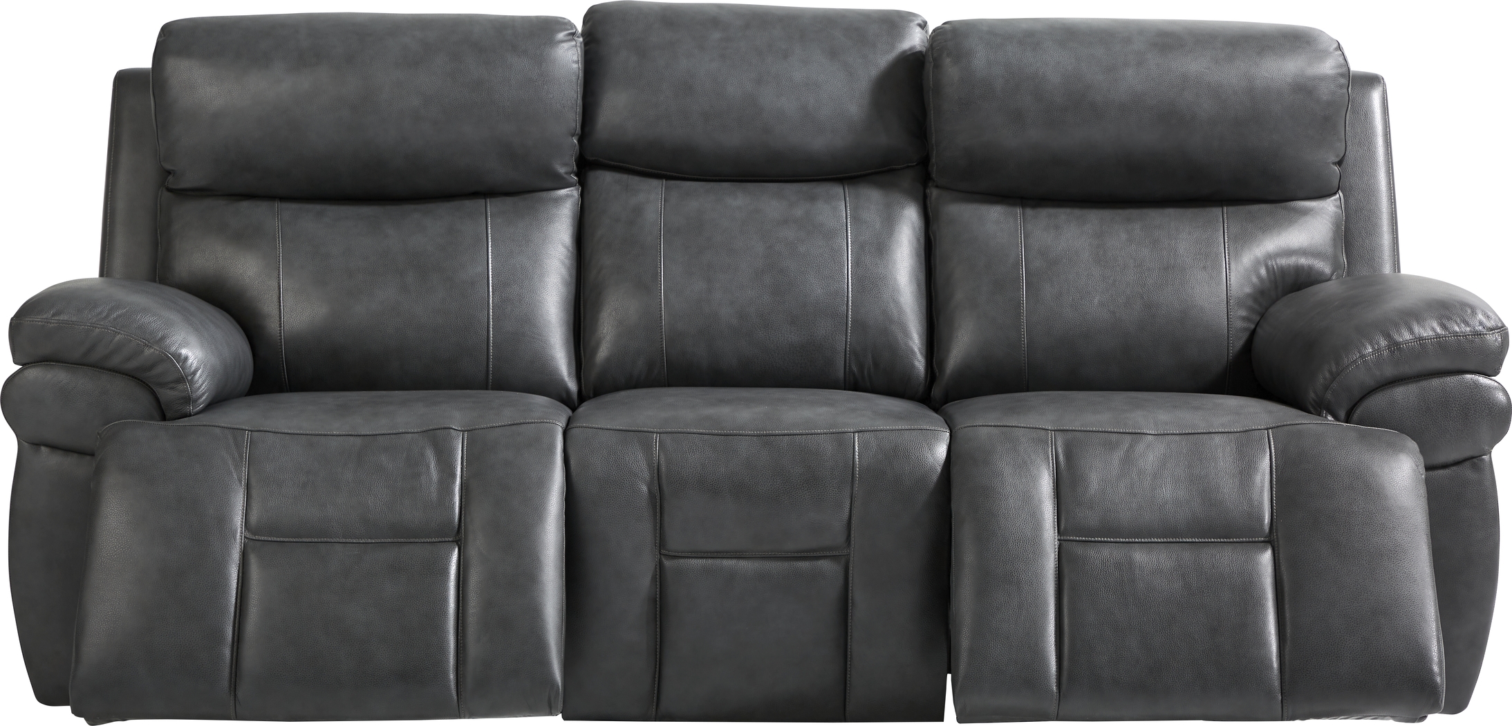 Morisano Gray Leather Triple Power Reclining Sofa with Air Massage - Thumbnail - Image 4