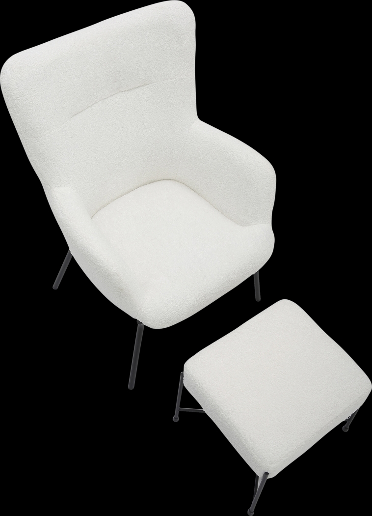 Morlaix White Accent Chair With Ottoman - Thumbnail - Image 5