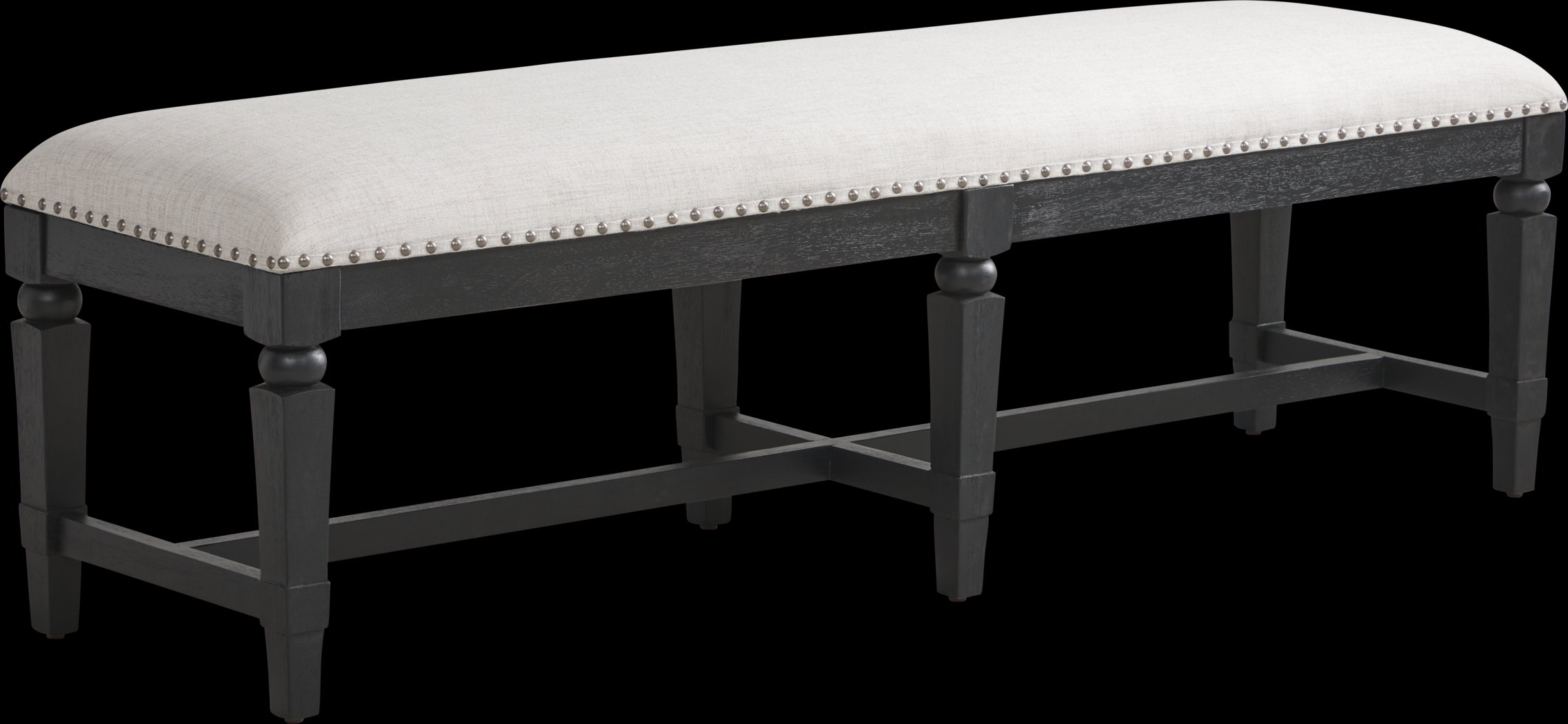 Morlan Road Black Upholstered Dining Bench - Thumbnail - Image 2