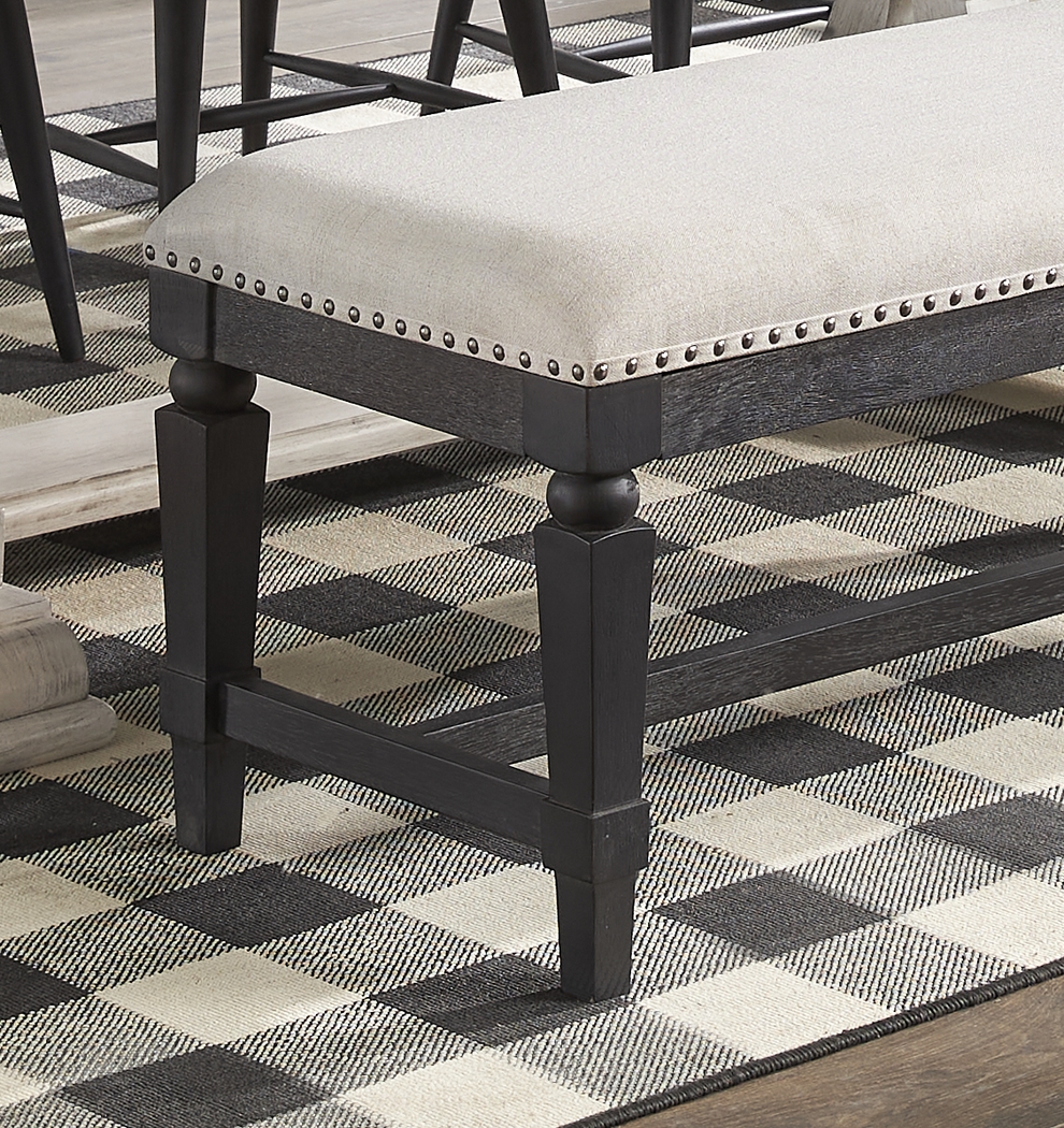 Morlan Road Black Upholstered Dining Bench - Thumbnail - Image 3