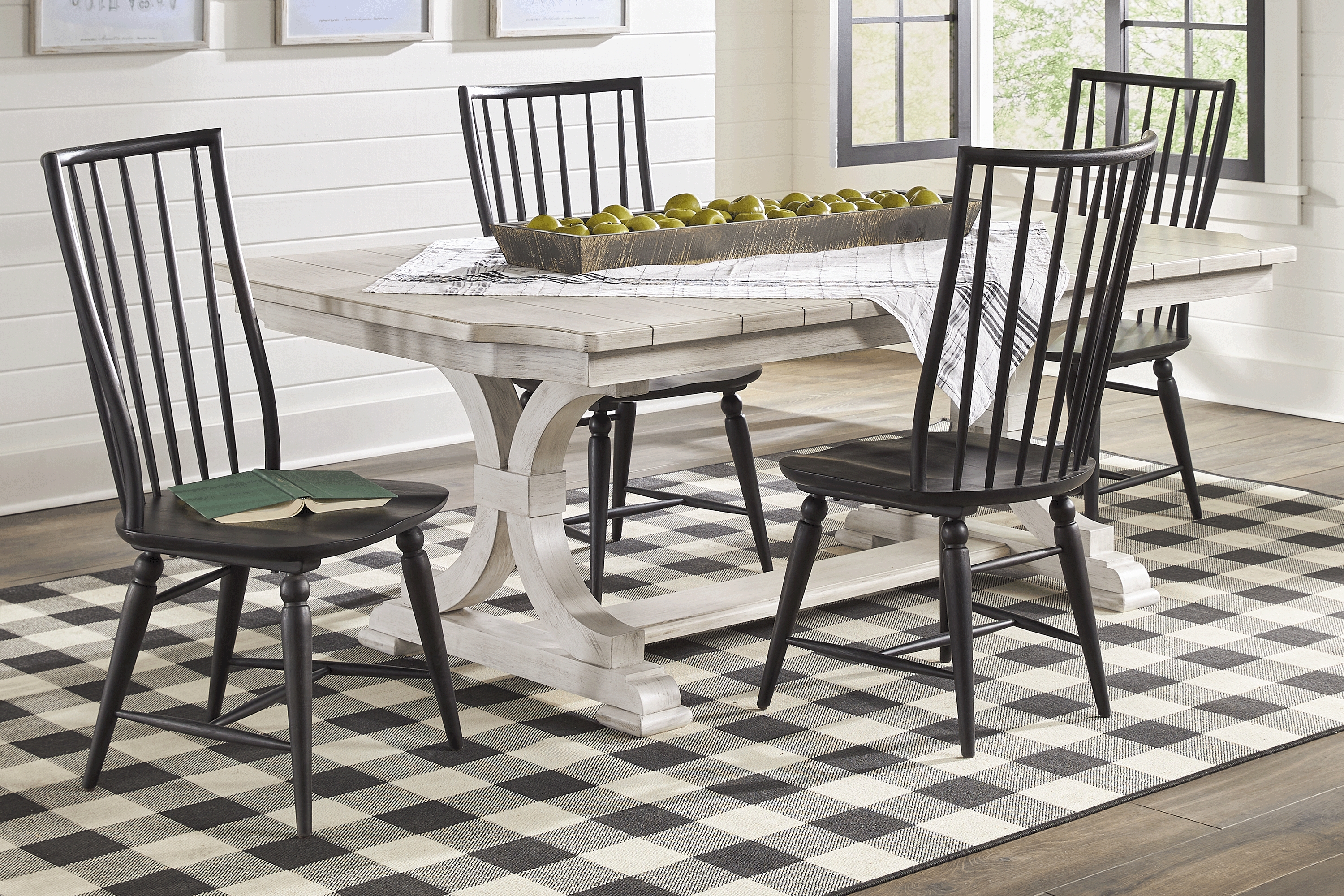 Morlan Road White 5 Pc Dining Room with Black Side Chairs - Thumbnail - Image 1