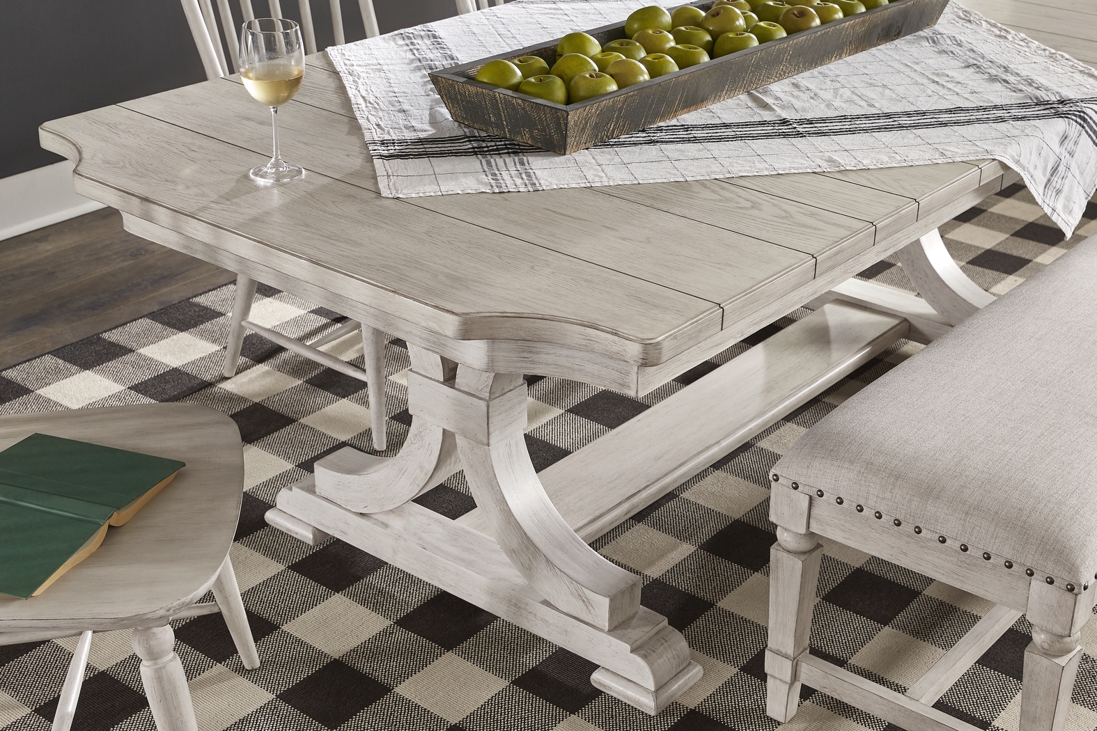 Morlan Road White 8 Pc Dining Room With Bench - Thumbnail - Image 5