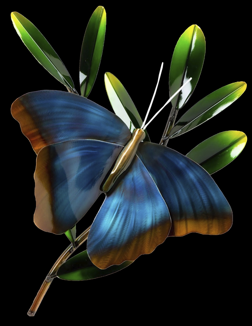 Morpho on Branch Blue Outdoor Artwork - Thumbnail - Image 1