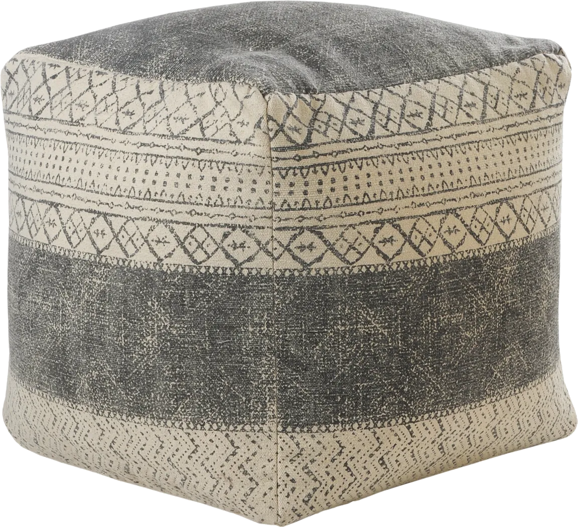Moshor Taupe/Gray Pouf - Thumbnail - Image 1