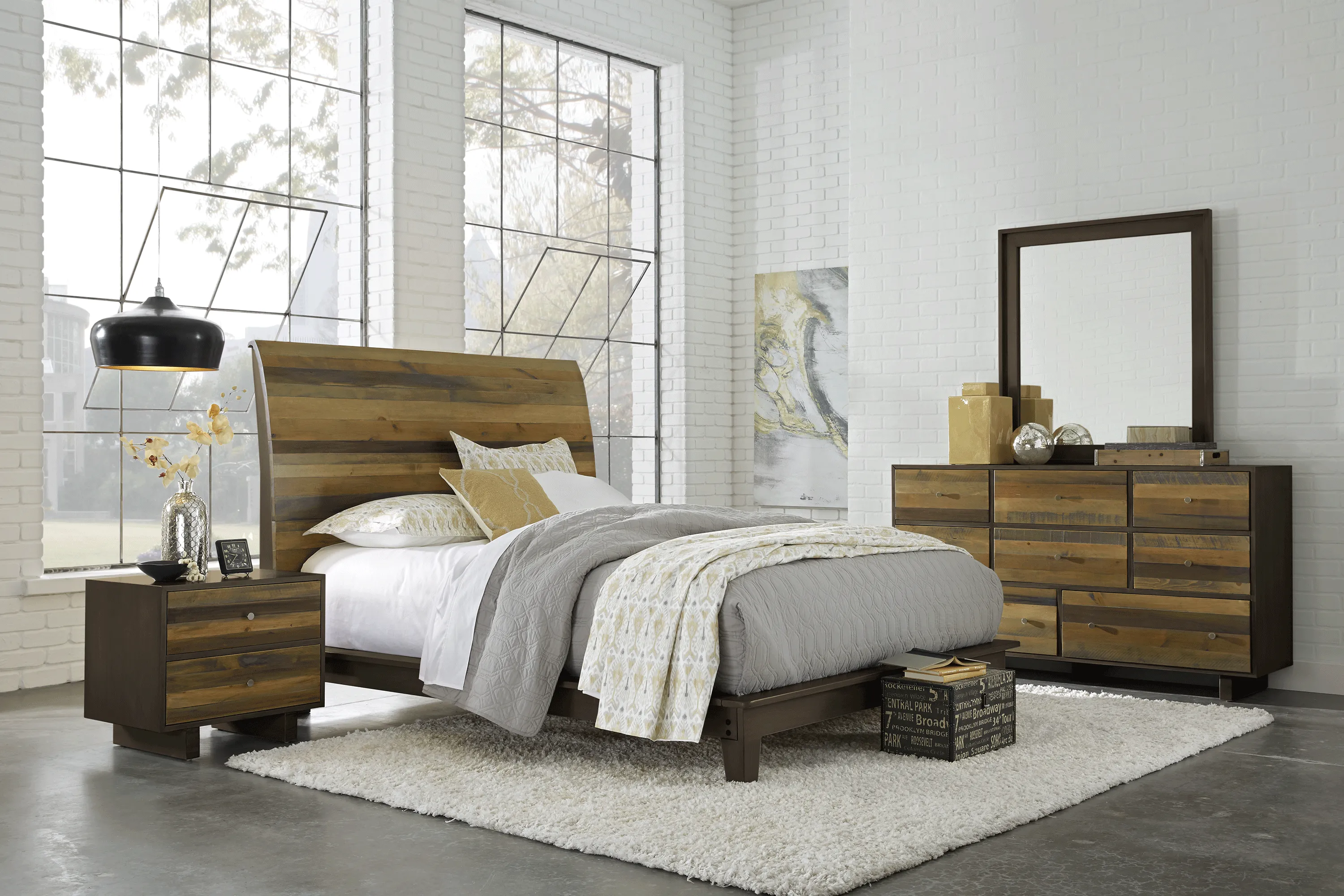 Moss Creek Brown 7 Pc Queen Sleigh Bedroom - Thumbnail - Image 1