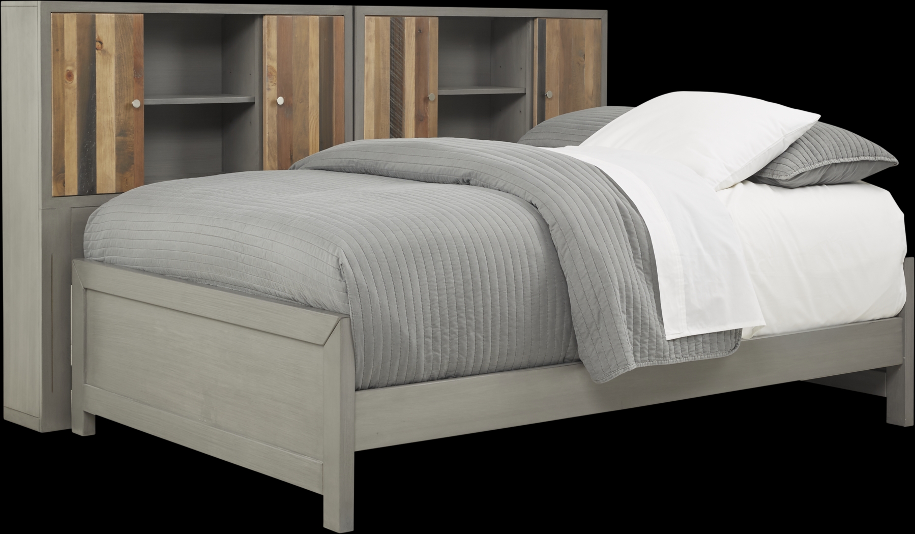 Kids Moss Creek Jr. Gray 5 Pc Full Bookcase Wall Bed - Thumbnail - Image 1