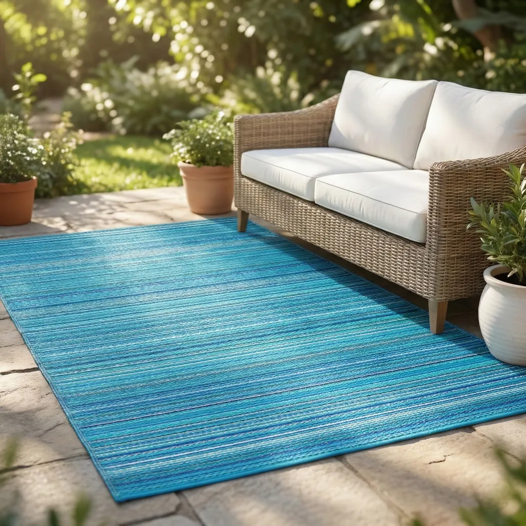 Mossi Blue 6' x 9' Indoor/Outdoor Rug - Thumbnail - Image 2