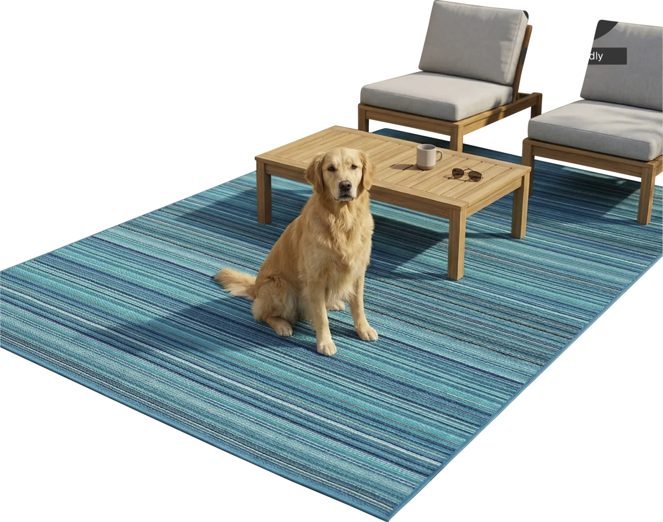 Mossi Blue 6' x 9' Indoor/Outdoor Rug - Thumbnail - Image 4
