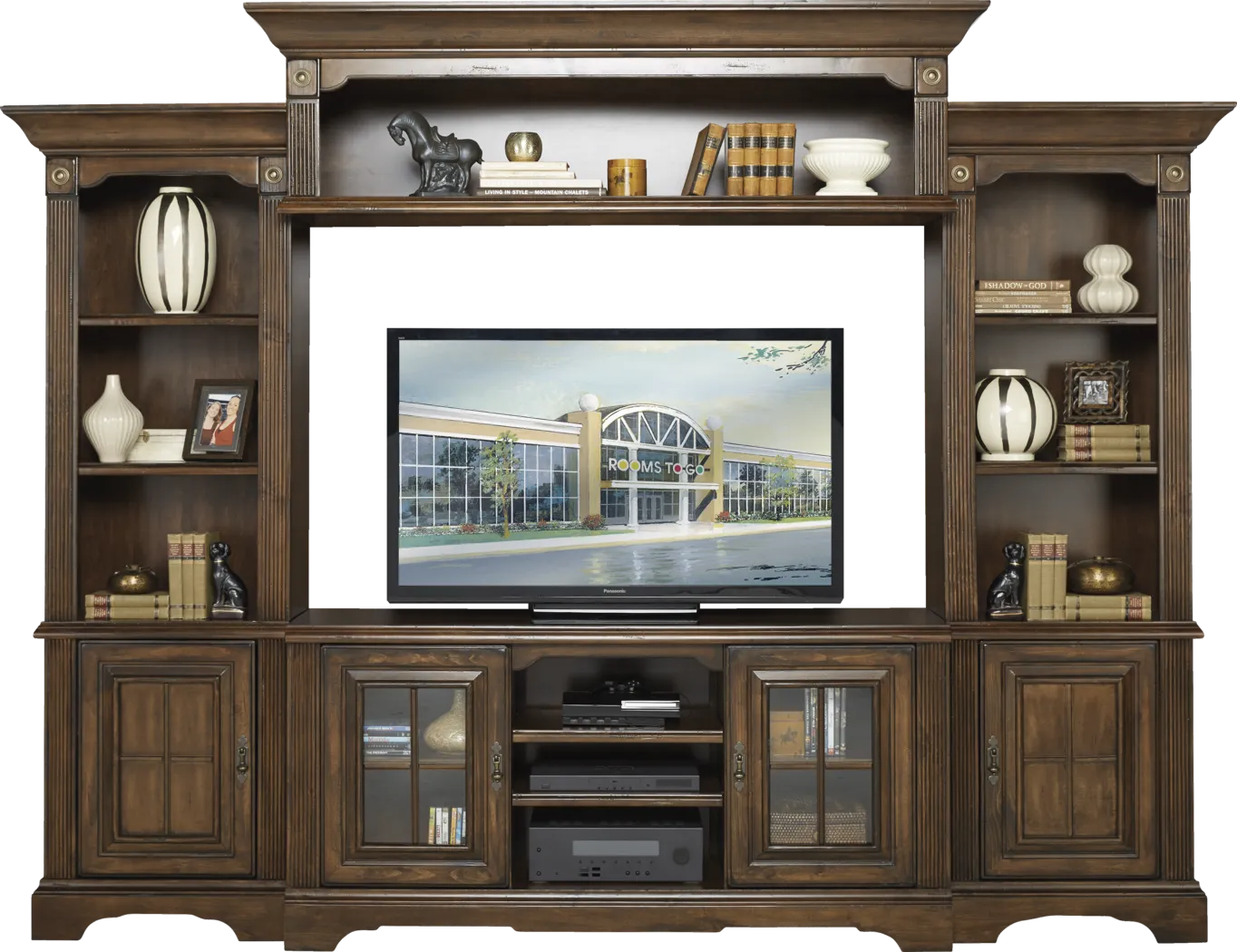 Mountain Bluff Dark Cherry 4 Pc Wall Unit - Thumbnail - Image 1