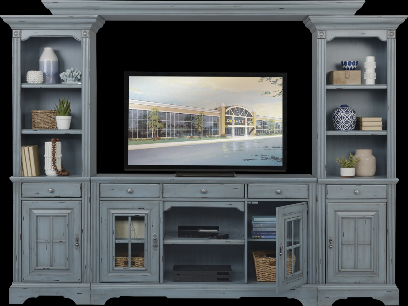 Mountain Bluff II Blue 4 Pc Wall Unit - Thumbnail - Image 2