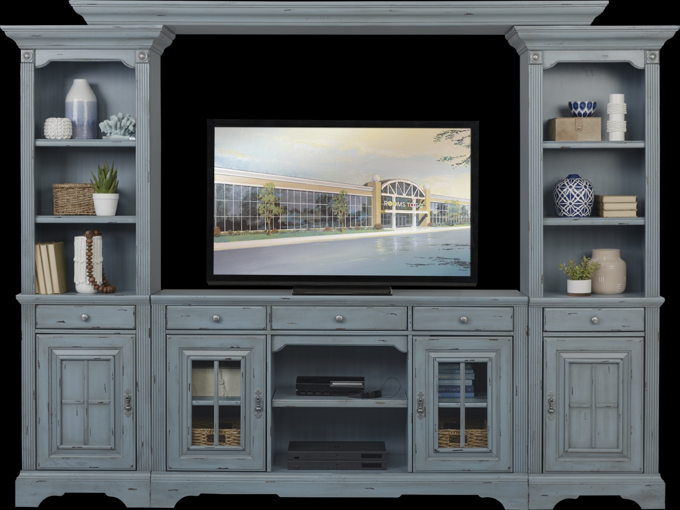 Mountain Bluff II Blue 4 Pc Wall Unit - Thumbnail - Image 1