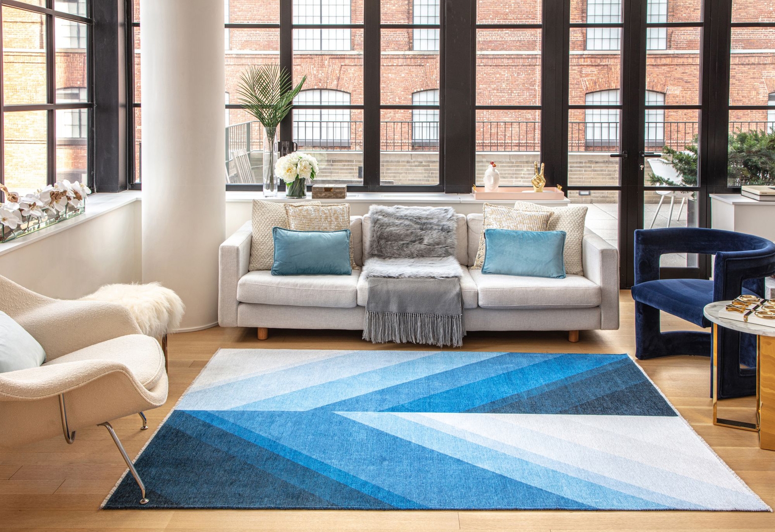 Moyamo Blue 5'3 x 7' Rug - Thumbnail - Image 2