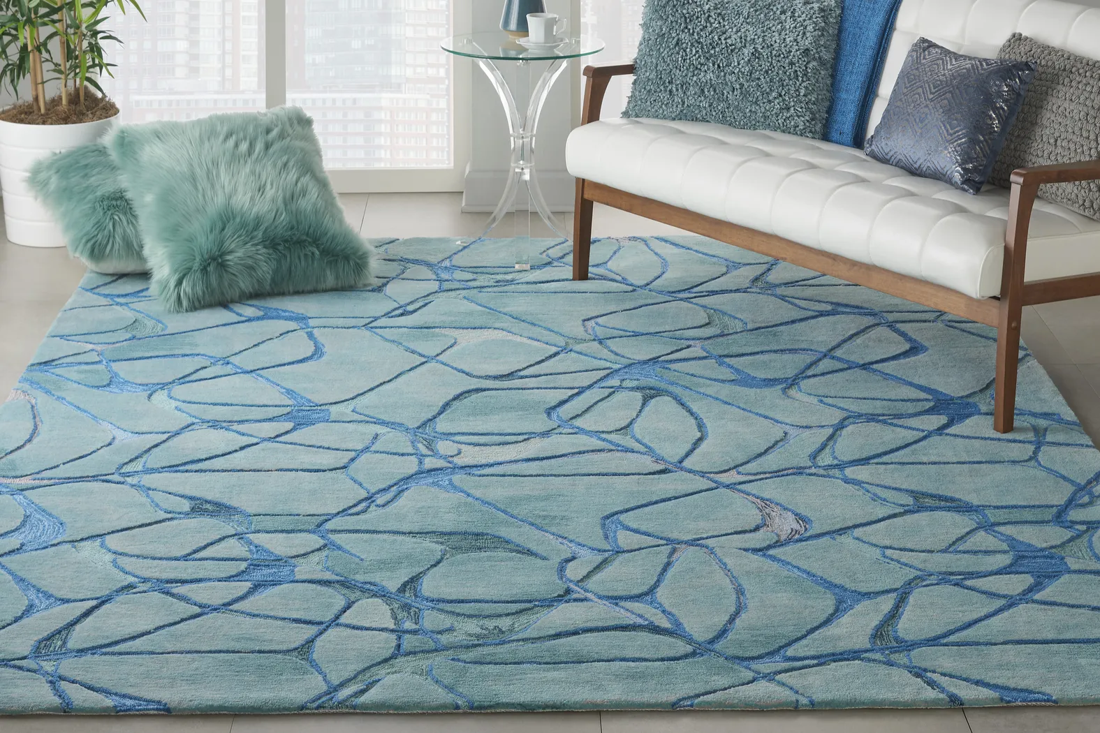 Muldein Aqua 5'3" x 7'9" Rug - Thumbnail - Image 8
