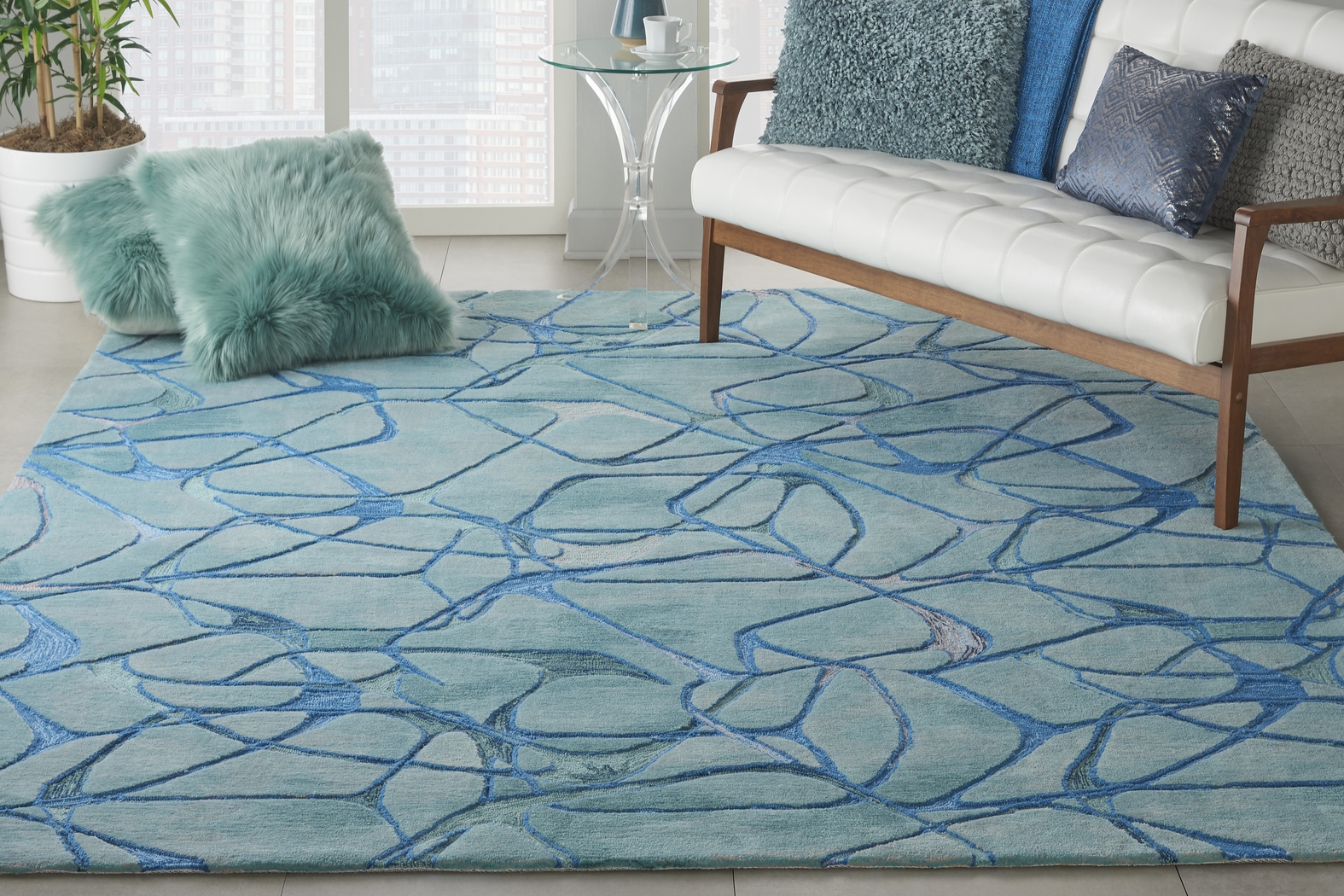 Muldein Aqua 7'9" x 9'9" Rug - Thumbnail - Image 8