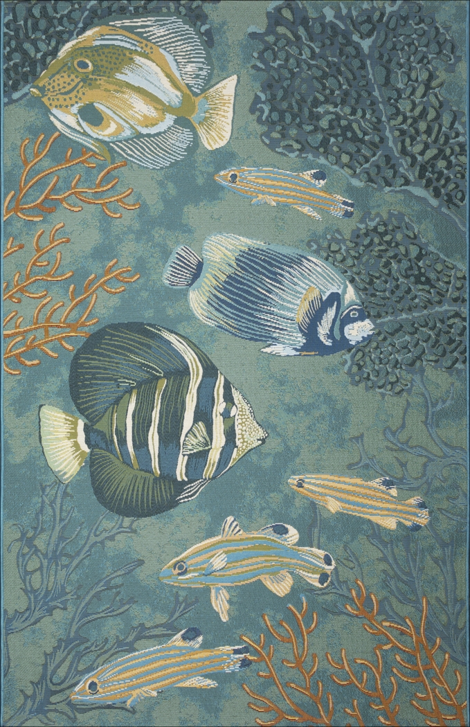 Mulrock Aqua 4'10 x 7'6 Indoor/Outdoor Rug - Thumbnail - Image 1