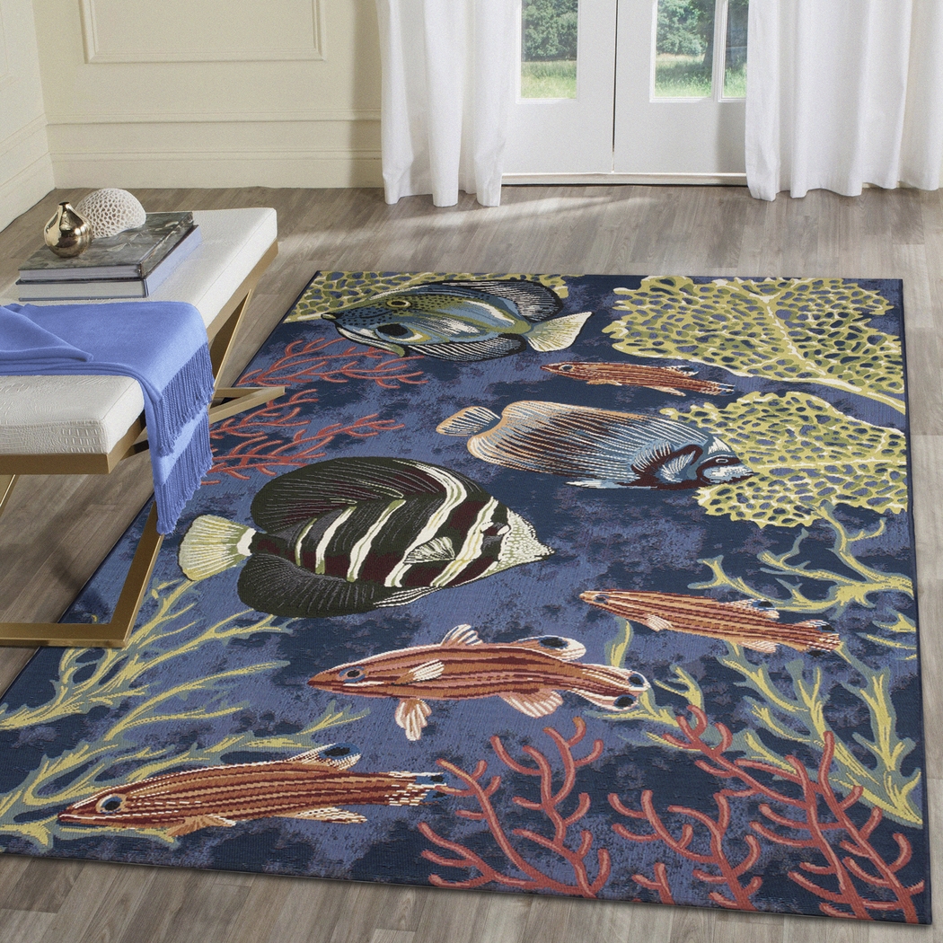 Mulrock Navy 6'8 x 9'4 Indoor/Outdoor Rug - Thumbnail - Image 2