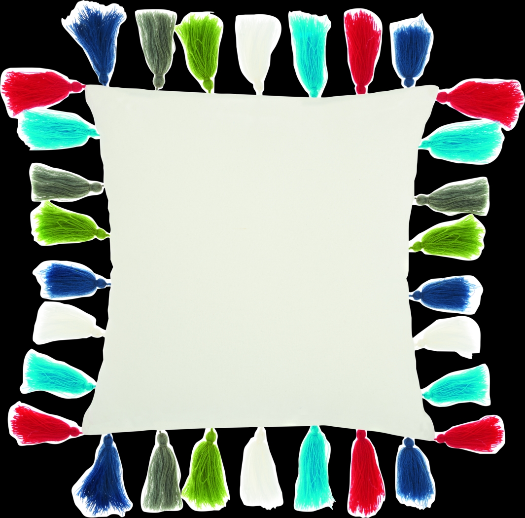 Kids Multi-Tassel White Accent Pillow - Thumbnail - Image 1