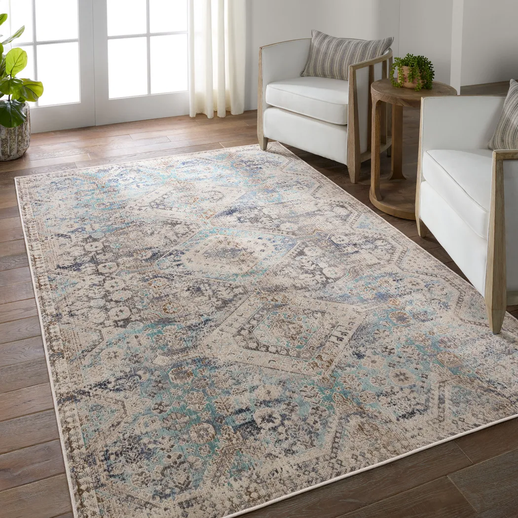 Mumbai Aqua 5' x 8' Rug - Thumbnail - Image 2
