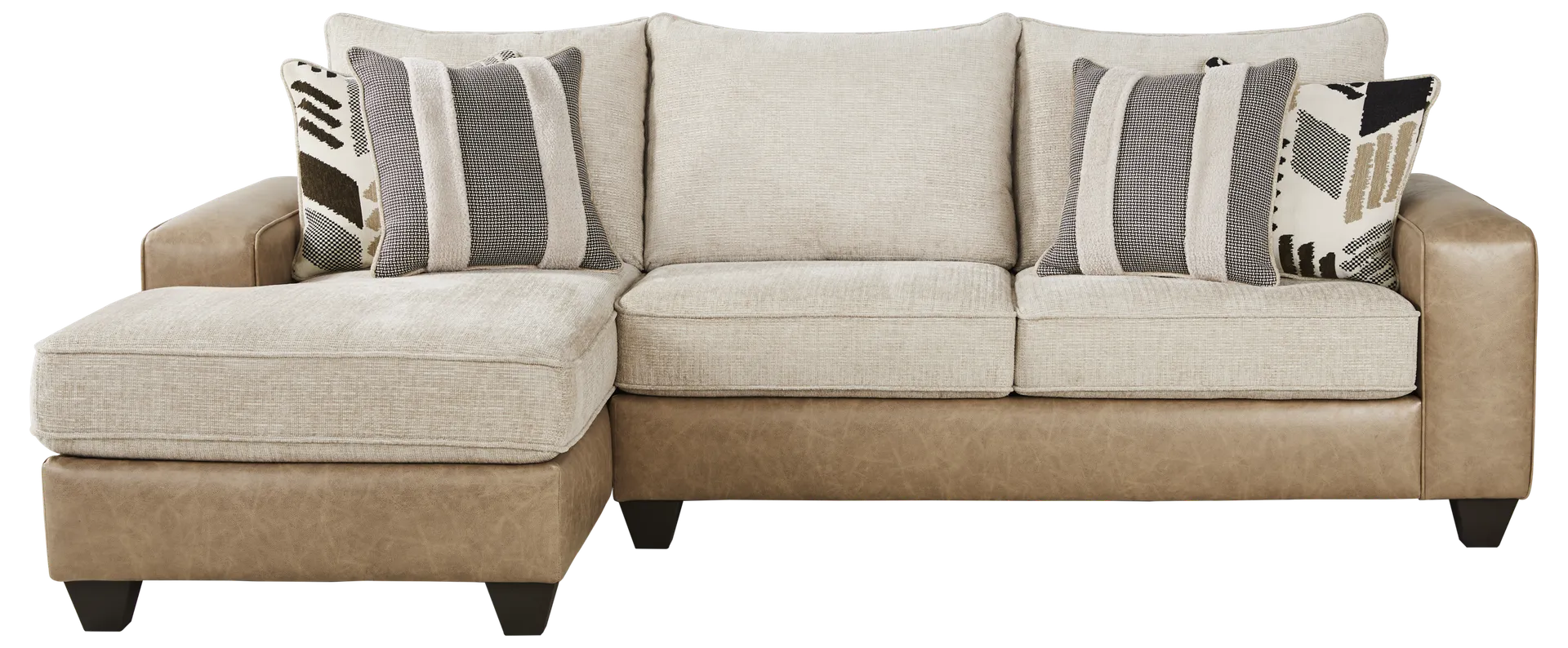 beige 2 pc left arm chaise sectional