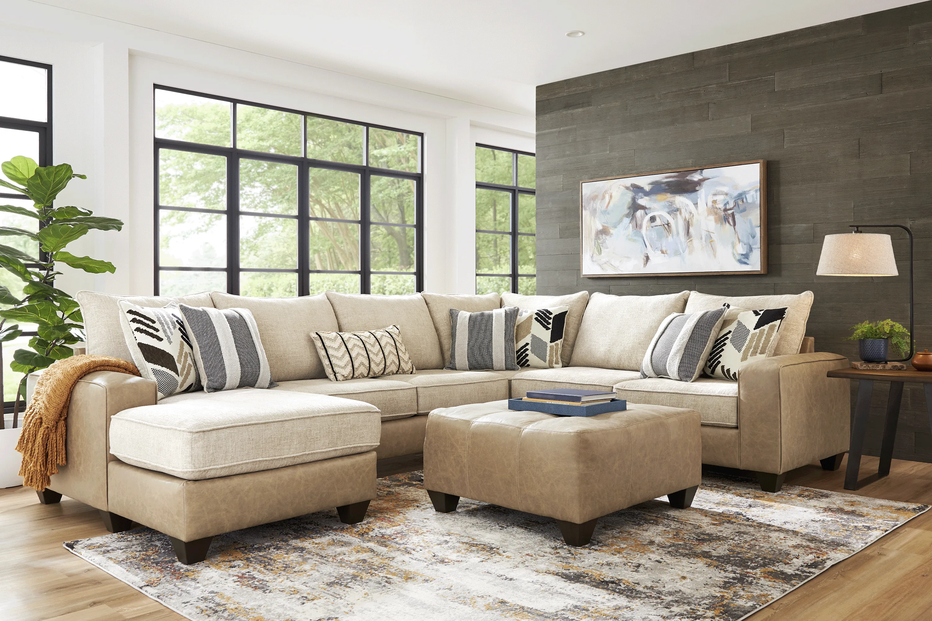 Murphy Beige 6 Pc Sectional Living Room - Thumbnail - Image 1