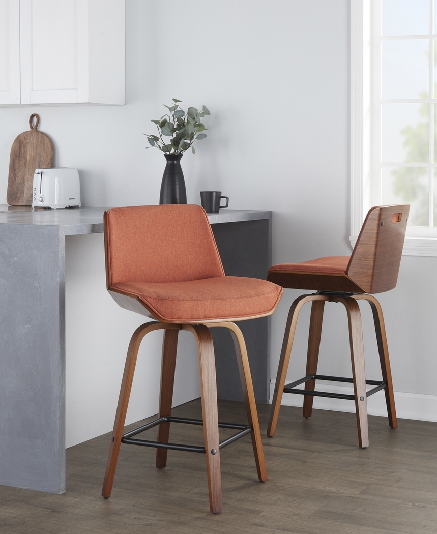 Murpolk Orange Swivel Counter Height Stool, Set of 2 - Thumbnail - Image 2