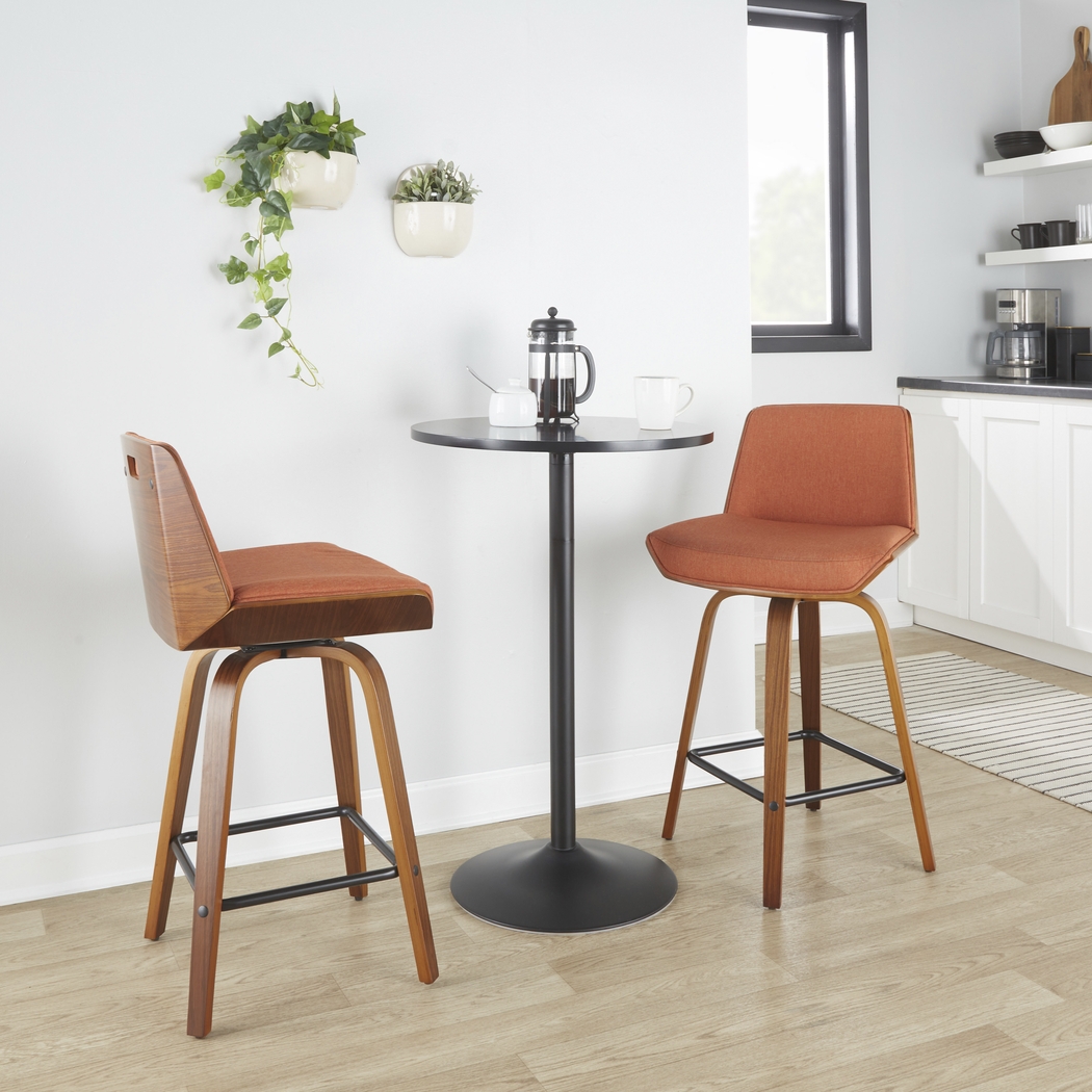 Murpolk Orange Swivel Counter Height Stool, Set of 2 - Thumbnail - Image 3