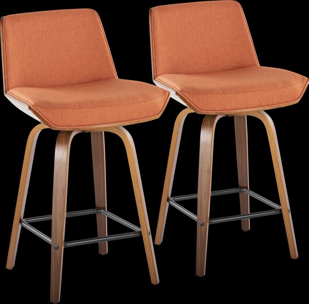 Murpolk Orange Swivel Counter Height Stool, Set of 2 - Thumbnail - Image 1