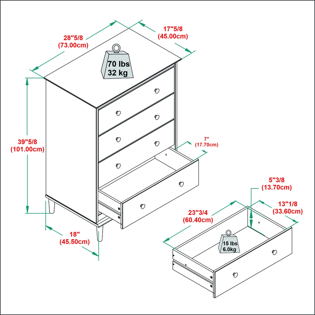 Murrell Gray 4 Drawer Dresser - Thumbnail - Image 8