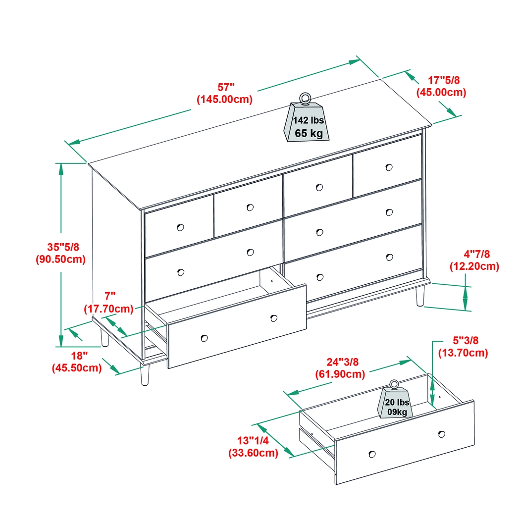 Murrell White 6 Drawer Dresser - Thumbnail - Image 8