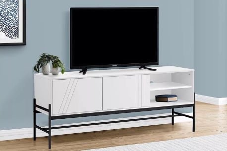 white closed storage entertainment center