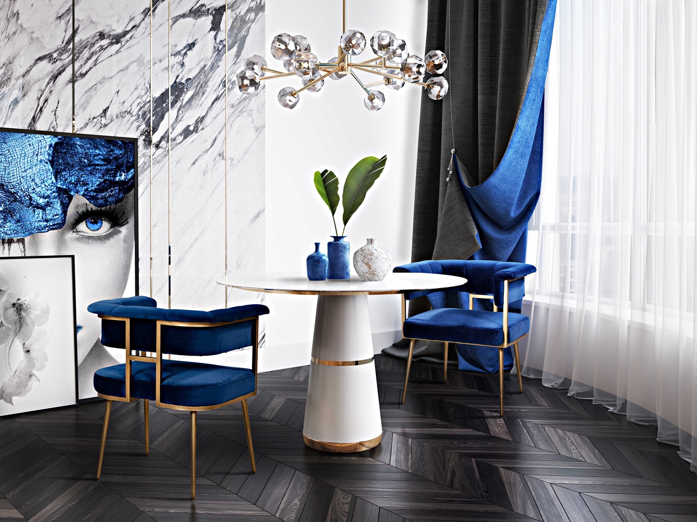 Myriah Navy Arm Chair - Thumbnail - Image 8