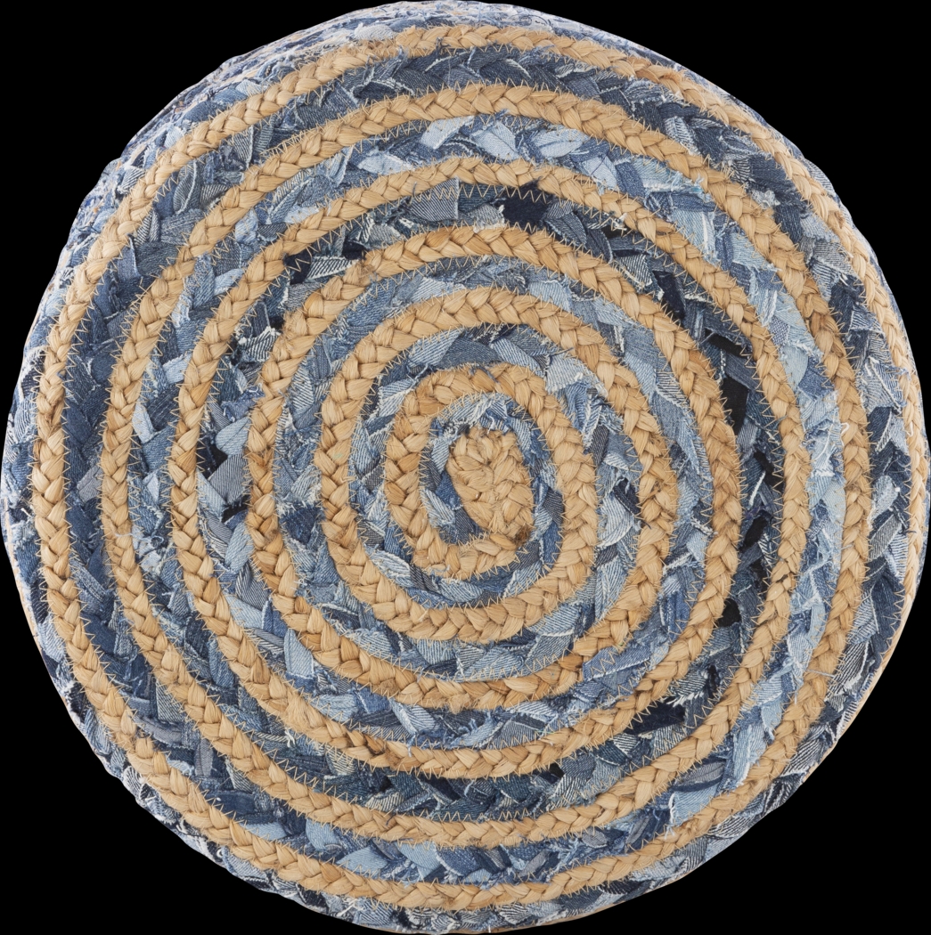 Nadino Blue/Tan Ottoman - Thumbnail - Image 6