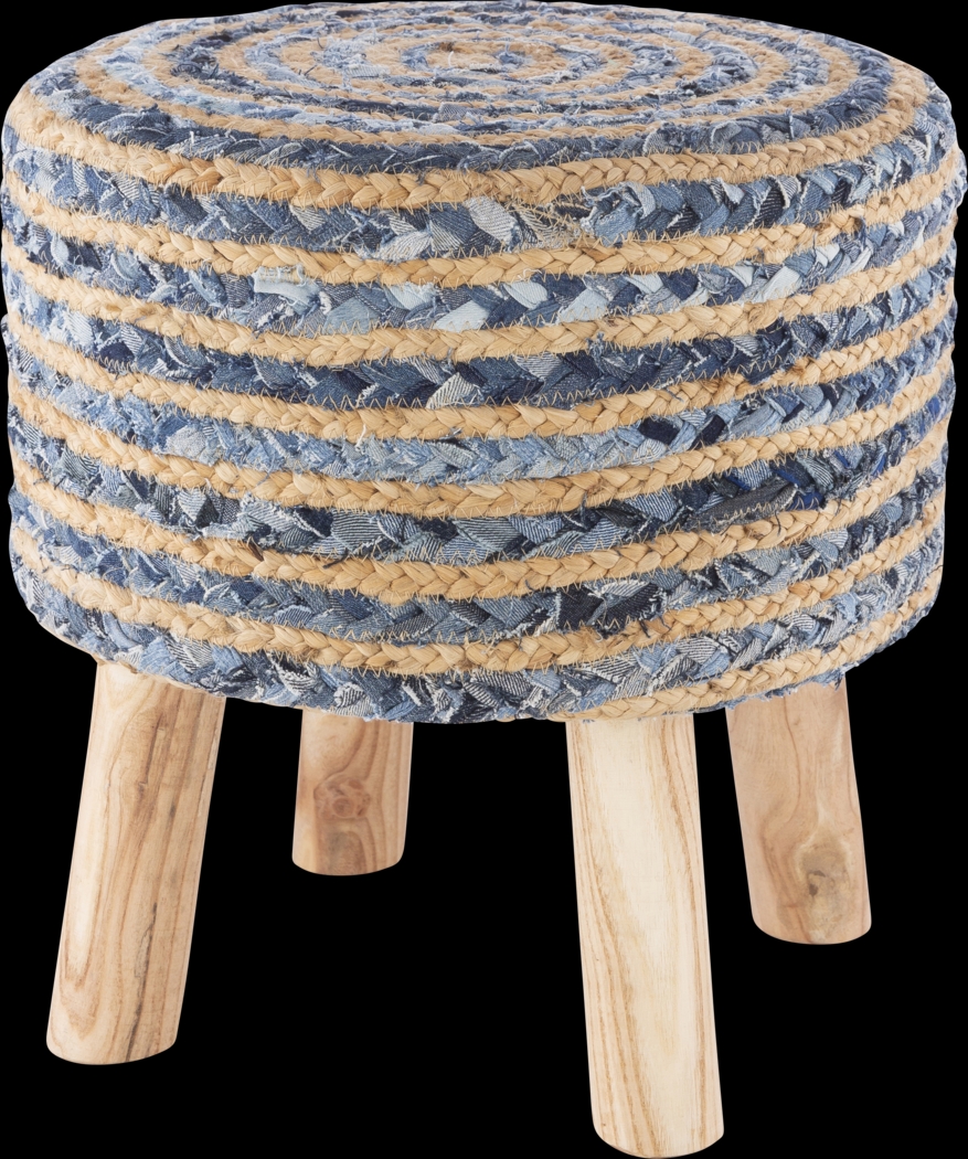 Nadino Blue/Tan Ottoman - Thumbnail - Image 1