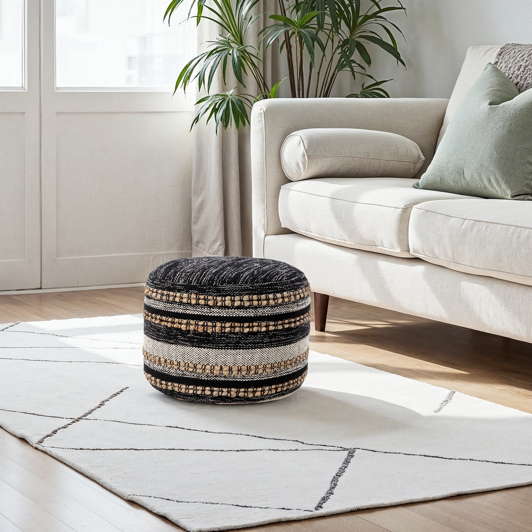 Naiyoni Black/Tan Pouf - Thumbnail - Image 11